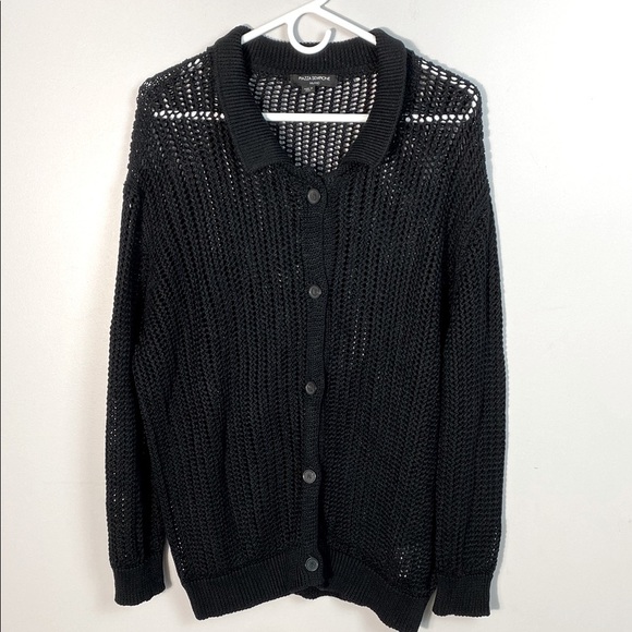 Piazza Sempione Crocket Black Knit Women's Sweater Cardigan size 46 - Picture 1 of 10